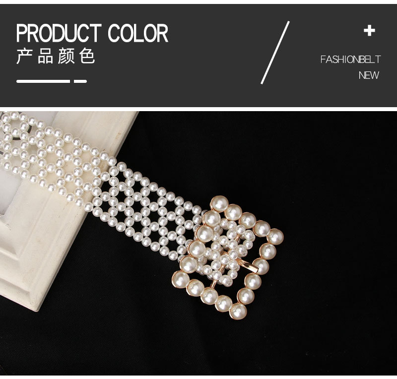 Wholesale Fashion Elastic Pearl Beaded Belt Nihaojewelry display picture 1