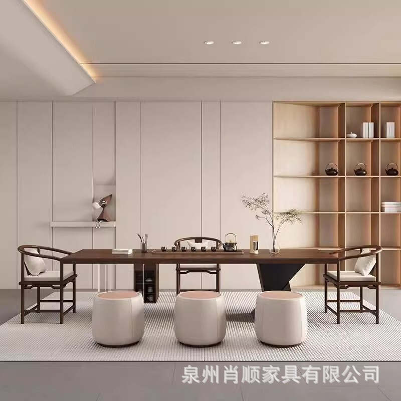 现代简约实木茶桌家用客厅接待会客洽谈轻奢泡茶桌办公室茶几茶台|undefined