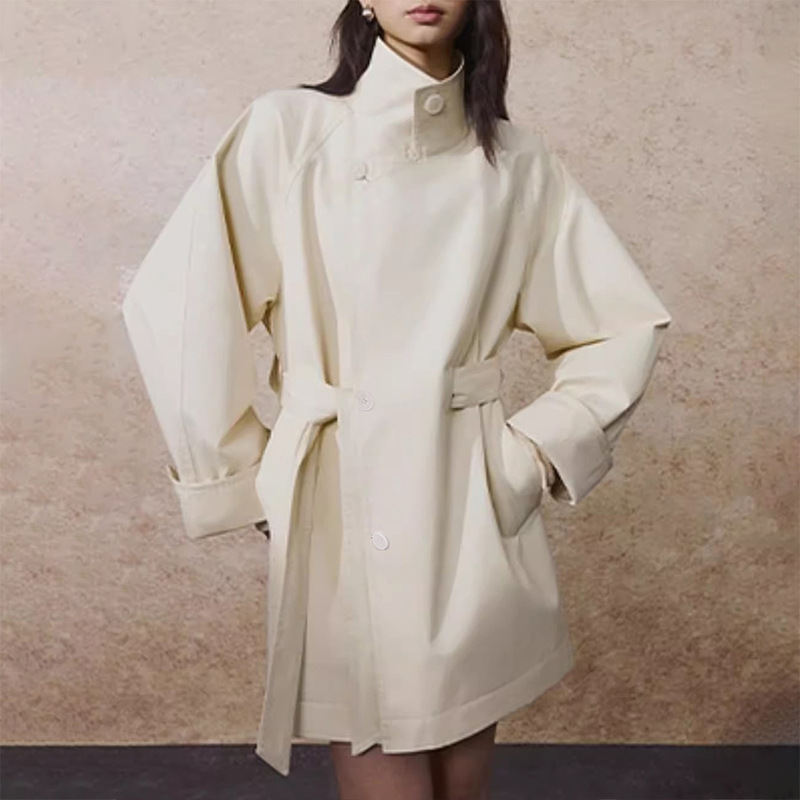 To Z~ Casual Style, Stand-Up Collar, Single-Button, Loose-Fitting Short and Long Trench Coat for Women, New Autumn 25 Style, Versatile Loose Jacket