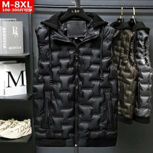 Autumn and Winter Clothing Trendy Men's Cotton Vest for Fat Youth Loose Plus Fat Large Size Waistoutwear Jacket Warm and Cold-Resistant Sleeveless Vest