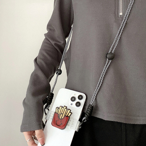 Creative hamburger mobile phone back clip lanyard cute niche diagonal back clip lanyard girls outdoor versatile mobile phone lanyard