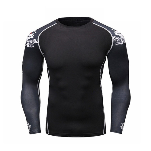 2019 yoga clothing, running fitness clothing for men, outdoor moisture wicking sports long-sleeved tights compression clothing