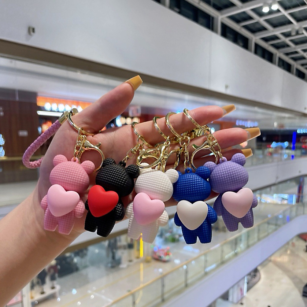 Peluche a forma di cuore con orsetto per bambine, ciondolo carino con squisita celebrità di Internet, decorazione per zaino, portachiavi per auto_voghion.com