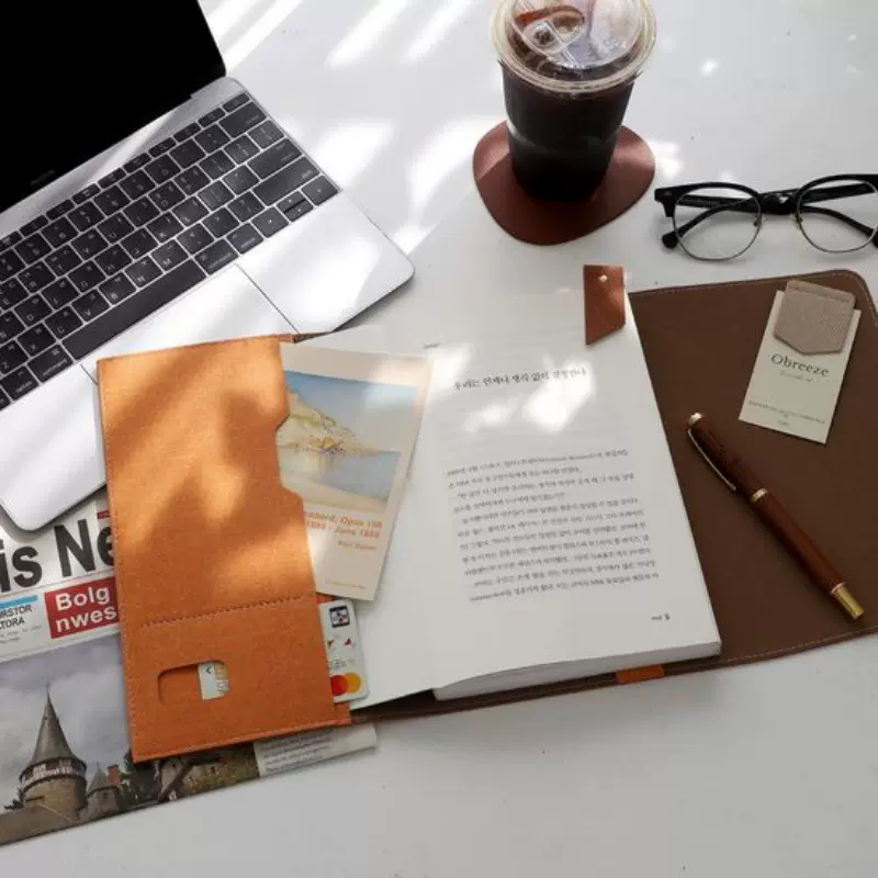 日韩简约PU皮革书套A5笔记本保护套可拆换封面记事本皮套手账本