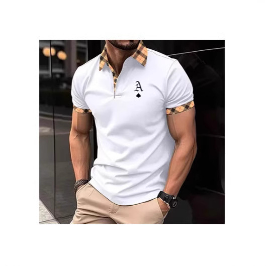 Men's Clothing Slim Fit Short Sleeve Shirt With Fashion Lapel - Breathable Cotton Blend Style T-Shirt_viptrois.com