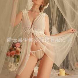 性感睡衣女高级感法式小胸网纱蕾丝露背吊带睡裙纯欲辣妹约会睡裙