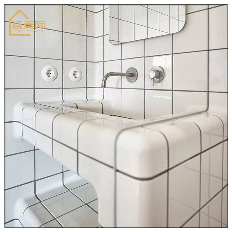 Scandinavian Style Arc Tiles Kitchen Bathroom Wall Tiles Green Pressed Bar Bar Arc Small White Tiles Restaurant Corner Handmade Tiles