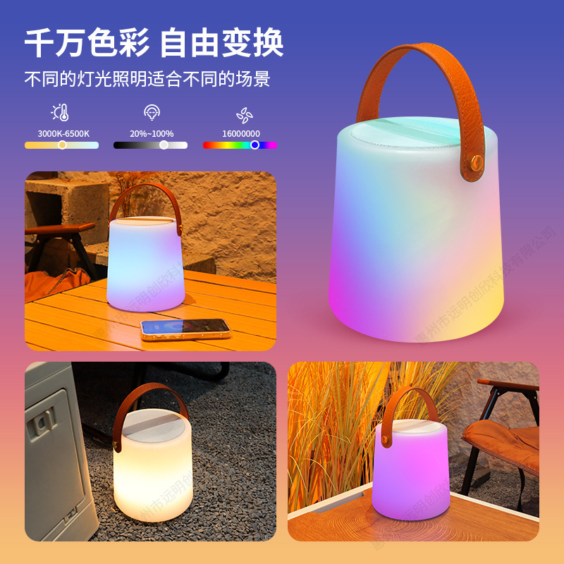 Tuya Alexaスマートスピーカーライト、カラフルな一体型小型スピーカー、Bluetooth音声制御、タイマー機能付き、防水、ポータブルライト|undefined