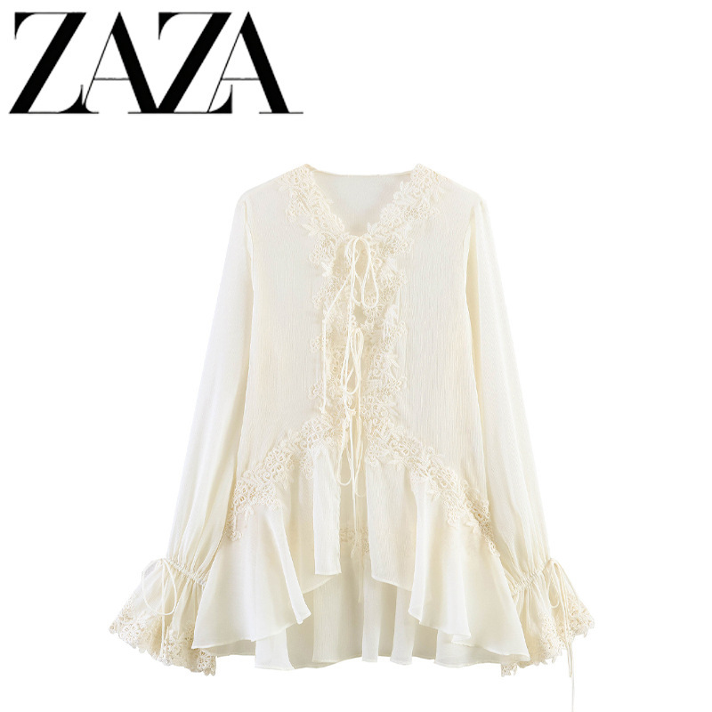 Zaza Self-Made European and American Style Wholesale Women's Clothing Fashionable Versatile Elegant Patchwork Lace Shirt 5919217 712 Zaza Self-Made European and American Style Wholesale Women's Clothing Fashionable Versatile Elegant Patchwork Lace Shirt 5919217 712