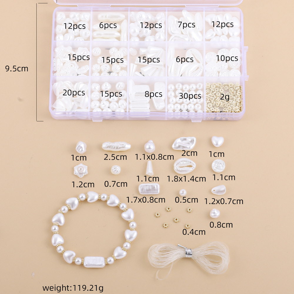 15 Grid Diy Jewelry Accessories Set White Pearl Diy Bracelet Material display picture 1