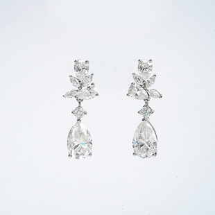 S925 Silver European and American Fashion Splicing Large Water Drop Moissanite Earrings Cross-Border Export Supply Accessories Earrings Earrings