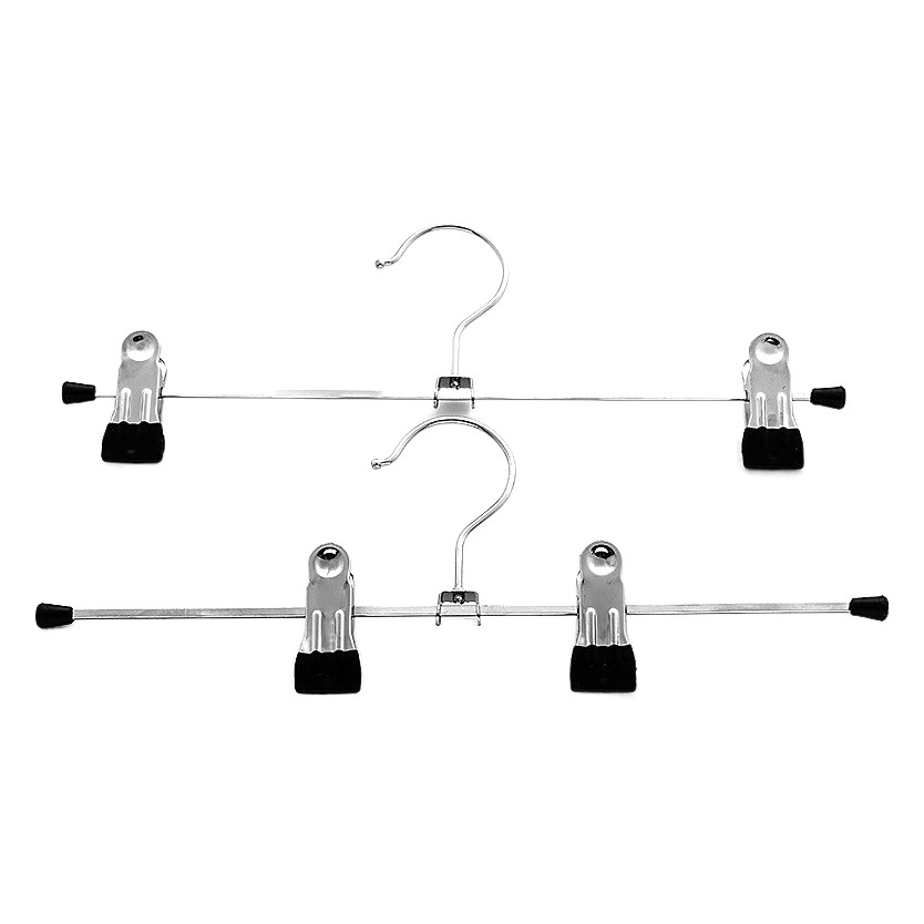 Pantalones recubiertos de plástico de metal rack antideslizante descuento pantalones clip de acero inoxidable estante pantalones percha de hierro sin costura retráctil grupo clip