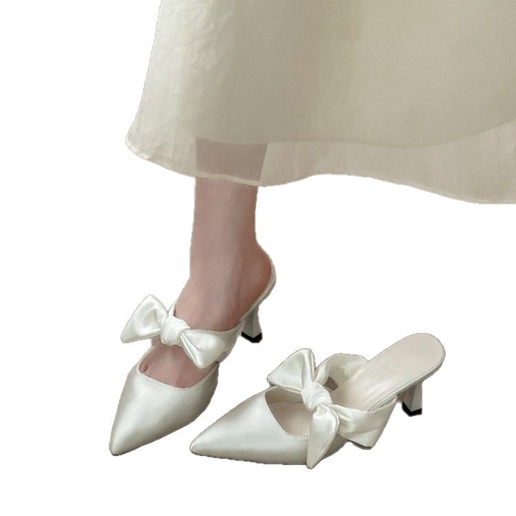 2025 Spring New Pointed Stiletto High Heels Elegant Slimming French Fashion Closed Toe Mules For Women_vogvips.com