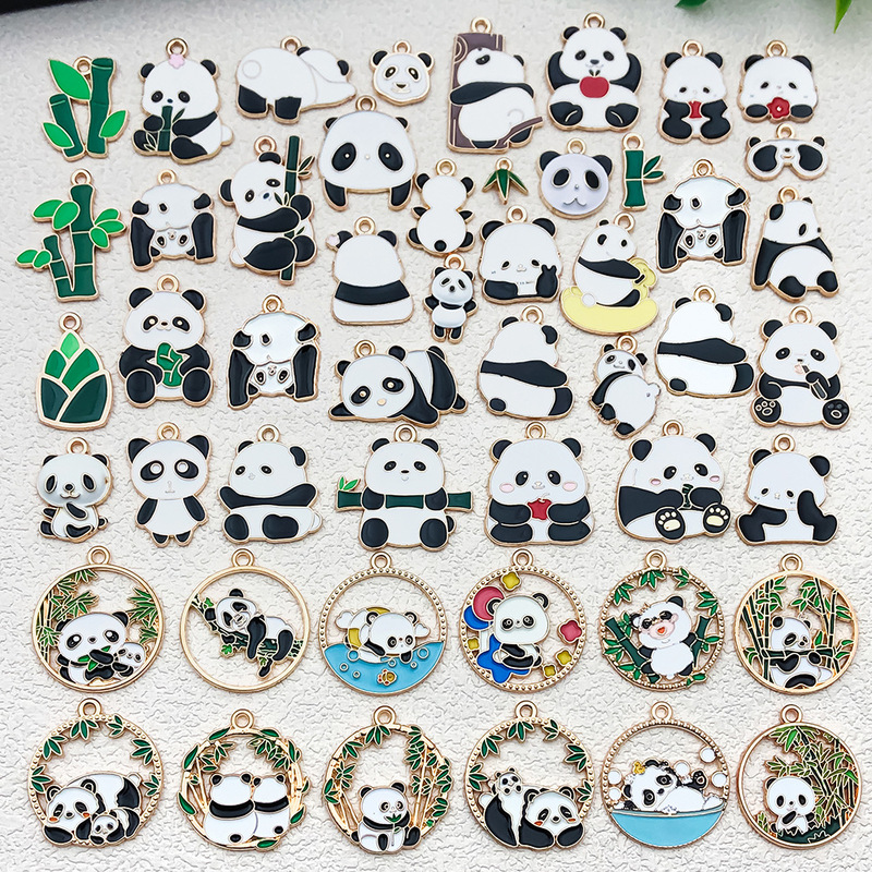 Cute Panda Accessories in Chinese Style, Enamel Alloy DIY Keychains, Earrings, Necklaces, Pendants Cute Panda Accessories in Chinese Style, Enamel Alloy DIY Keychains, Earrings, Necklaces, Pendants