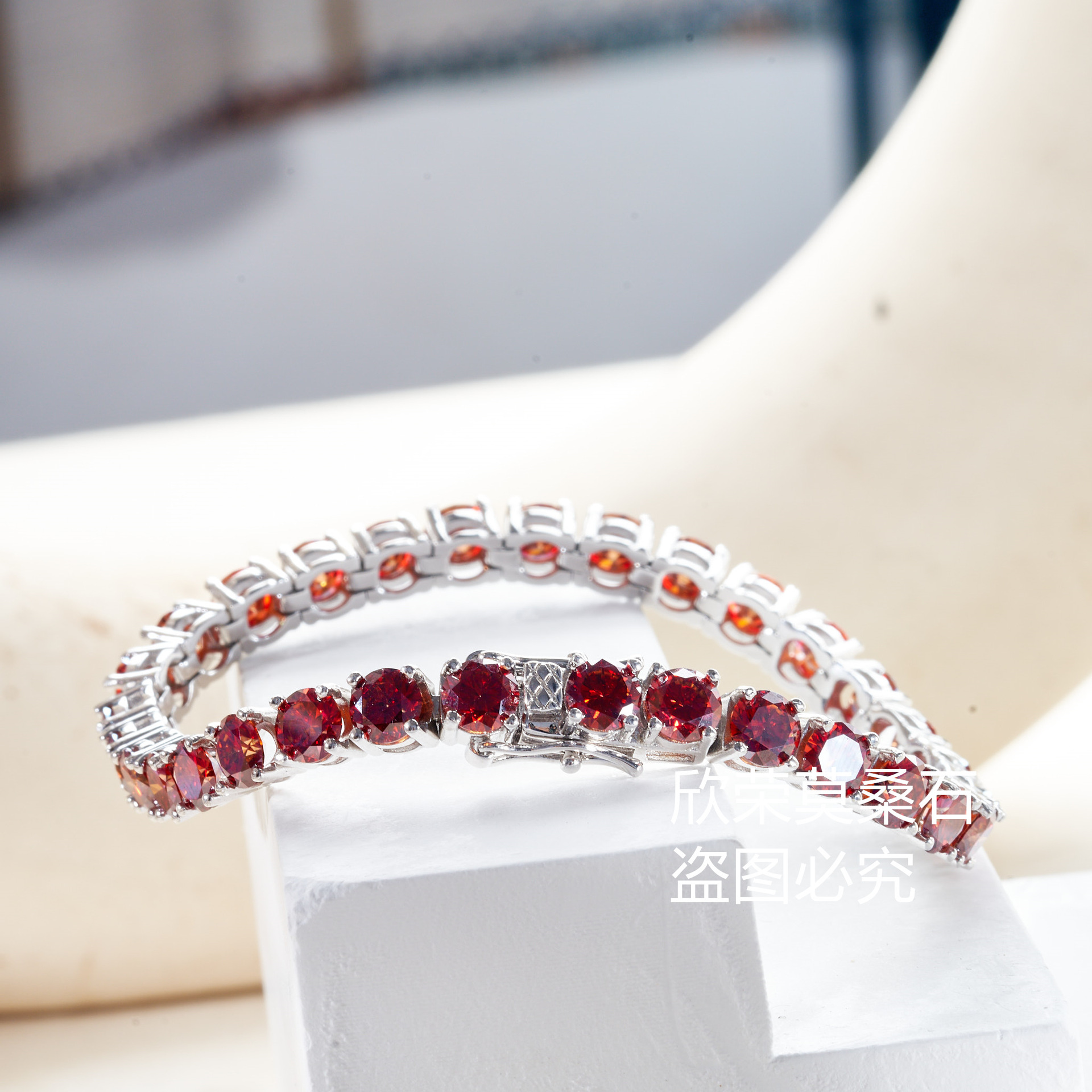 3mm/4mm/5mm rojo granada plata esterlina S925 pulsera de moissanita con certificado GRA joyería de temperamento simple de lujo ligero