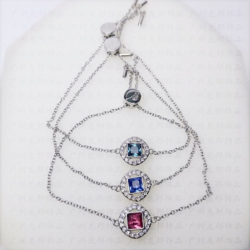 [New] Shi Jia Cut Square Bracelet Hollow Square Diamond Sapphire Blue Diamond Green Diamond Pull Bracelet