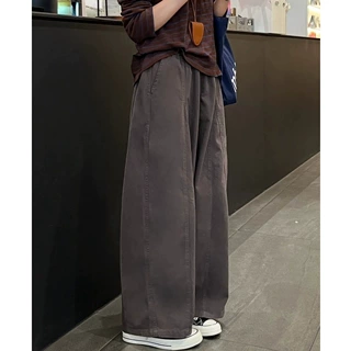 韩系休闲直筒裤春秋休闲宽松裤高腰显瘦气球裤慵懒风阔腿长裤