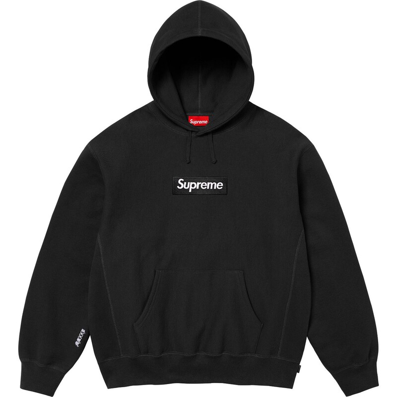 Supreme Trendy Brand Hooded Sweatshirt for Men, Autumn and Winter Fleece-Lined Loose Street Hip-Hop Jacket, Solid Color Long-Sleeved Pullover