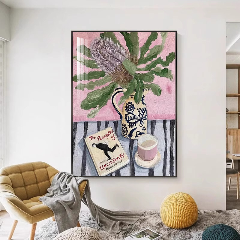 Nordic niche art wall painting Matisse dopamine abstract living room decorative painting pink high-end floor-standing mural Nordic niche art wall painting Matisse dopamine abstract living room decorative painting pink high-end floor-standing mural