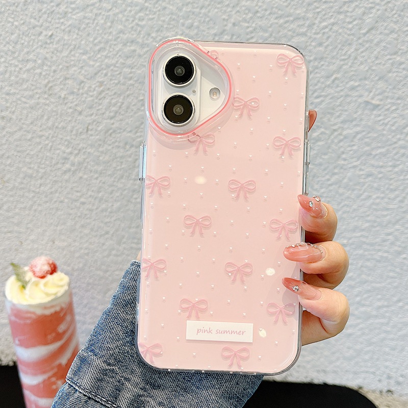 Chica coreana con lazo de lunares para iPhone16ProMax/15 funda para teléfono móvil 13 cadena Apple 14