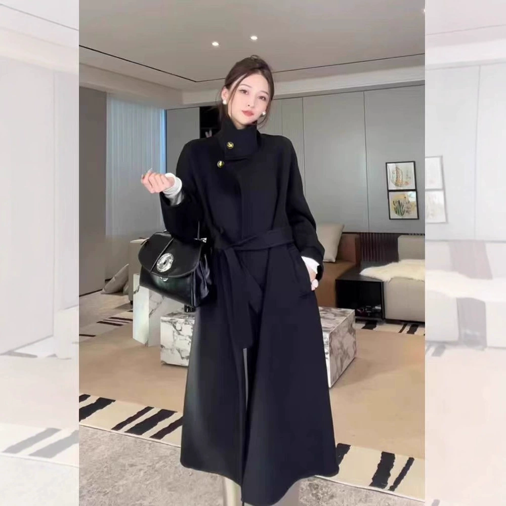 Интернет-красный взрыв 2024 осень-зима новый двухсторонний шерстяной шуба длинная корейская версия свободного повседневного шерстяного пальто на складе