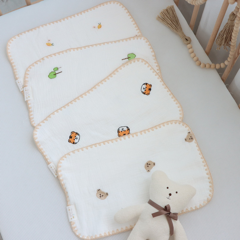 Newborn Pillow Cushion Baby Gauze Pillow Cushion Pillow Cover Type a Sweat-Absorbent Breathable Height-Free Cotton Newborn Baby Pillow