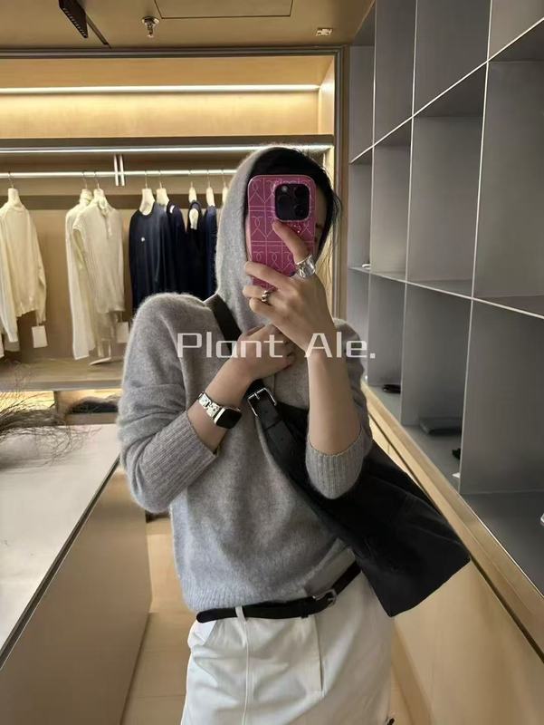 韩系高级感软糯山羊绒连帽毛衣一95%羊毛休闲针织打底衣女P5091|undefined