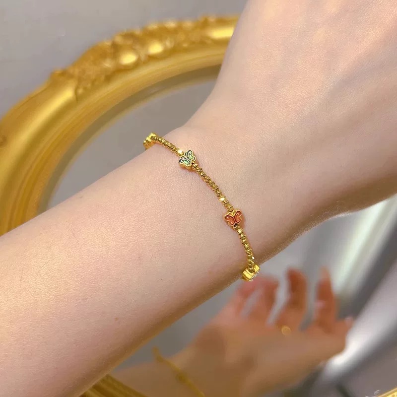 Gold Shining Enamel Butterfly Bracelet Women's Gold Niche Design Fashion Shining Didi Ball for Girlfriend Gift_voghion.com