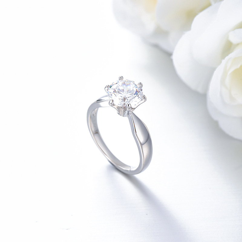 Xuping nuevo anillo de aleación de cobre de zircón de moda clásica de seis garras temperamento simple de alta calidad anillo de boda al por mayor para mujeres