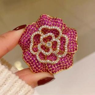 Aesthetic Camellia Brooch Elegant Button Needle Light Luxury Suit Rose Corsage Pin Accessories High-grade Sweater Button Needle