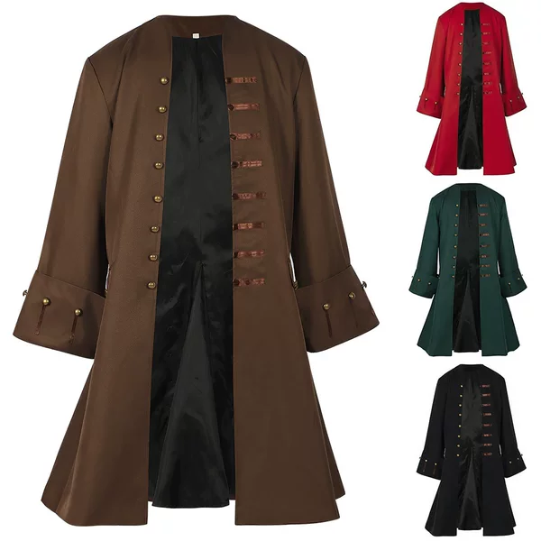 Halloween Pirates of the Caribbean Renaissance Medieval Coat Adult Pirate Costume Stage Performance Costume