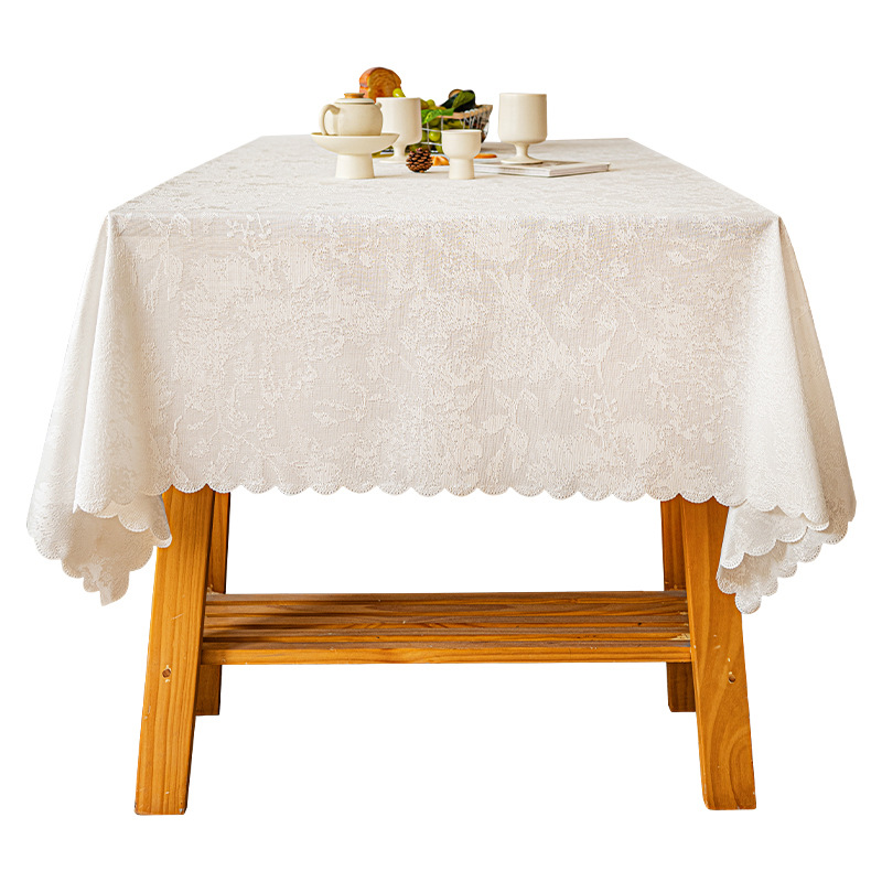 Topa de mesa de encaje idílico europeo a prueba de polvo ventilación atmósfera ondulada tela de mesa de té de color sólido refrigerador