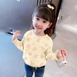 现货新款女童卫衣休闲春秋款儿童长袖上衣女宝宝童装印花卫衣批发