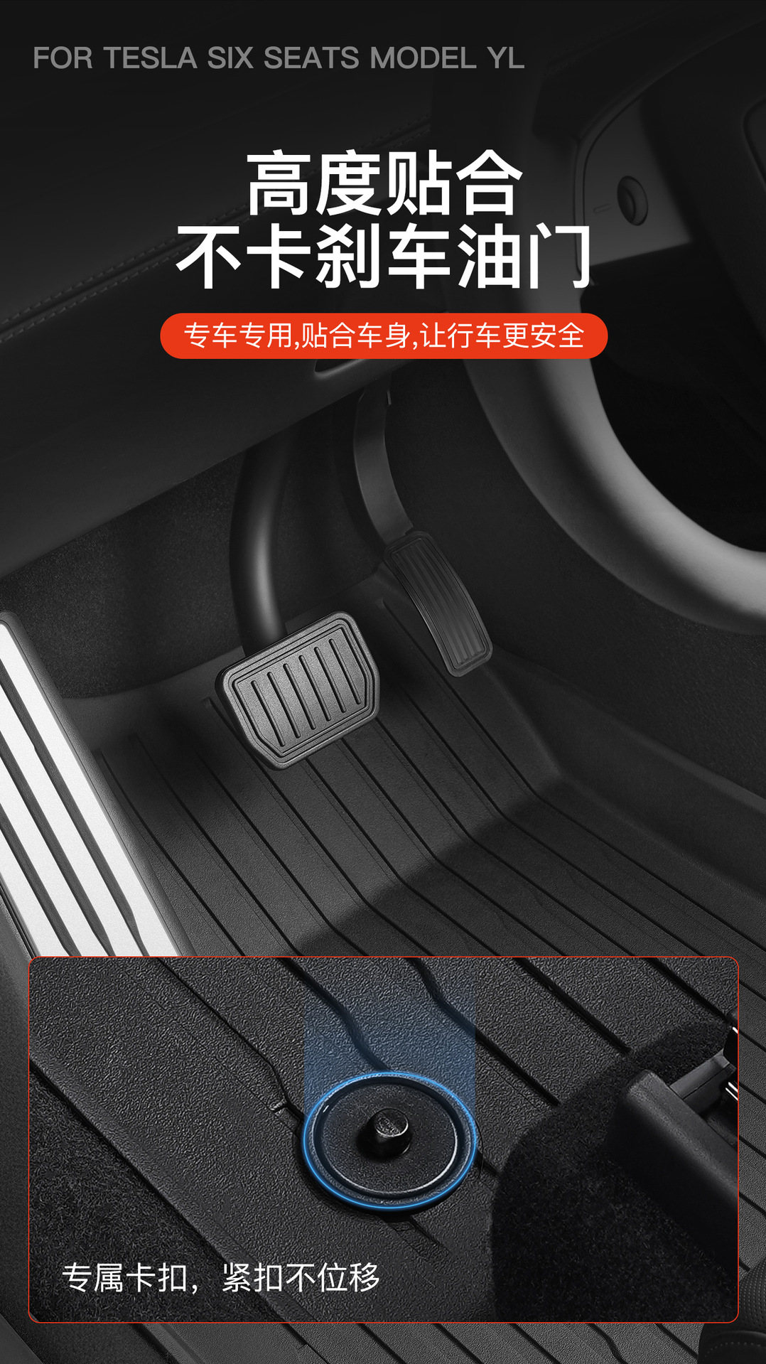 Suitable for Tesla Six-Seater Model Yl, Full Car Floor Mats, Tpe Floor Mats, Special Car Interior Accessories