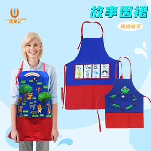 story apron children early education english teaching aids baby diy teaching toy pocket story felt card