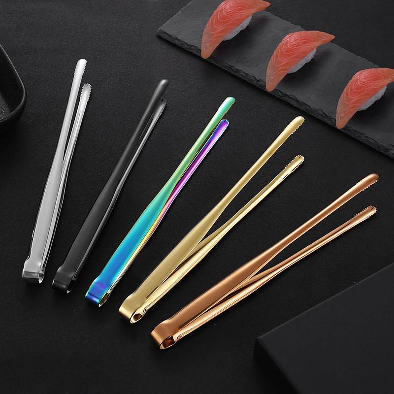 Acero inoxidable estilo coreano abrazadera de barbacoa pan casero abrazadera de carne buffet grueso alargado abrazadera de alimentos antideslizante grado de alimentos