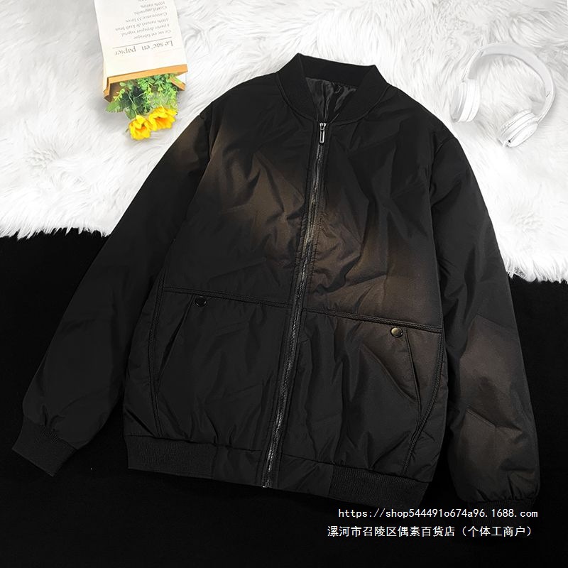 Down-filled cotton jacket, thin winter style, new men's casual jacket, trendy and stylish, suitable for young men, stand-up collar, unisex, versatile cotton coat
