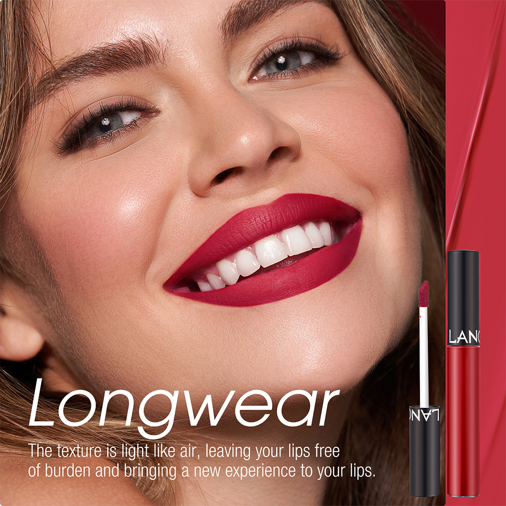 LANGMANNI matte lip gloss is not easy to stick to cups. 12 colors available for cross-border liquid lipstick Specification drawing