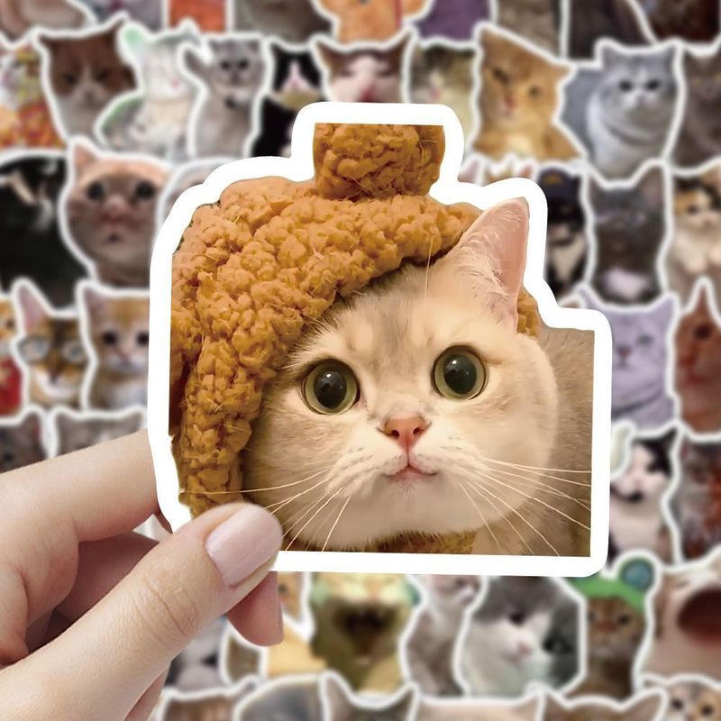 猫ミームステッカー300枚、かわいくて面白いゴーストキャットインスタイル絵文字、画像素材、手元帳ステッカー|undefined