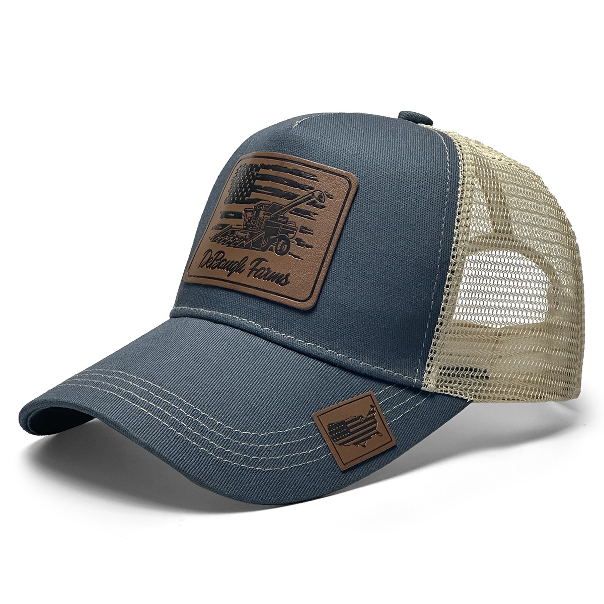 Tractor de granja transfronterizo bordado sombrero de malla de béisbol, estilo rural moda accesorios deportivos al aire libre