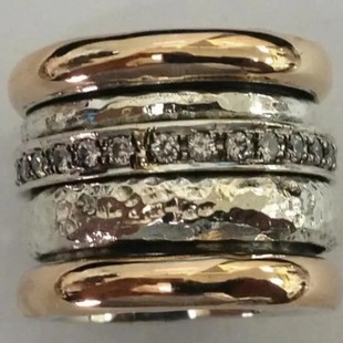 New Fashionable European and American Heavy-Duty Wide-Faced Three-Piece Set with Diamonds, Minimalist Design Rings, Personalized Trendy Hand Accessories