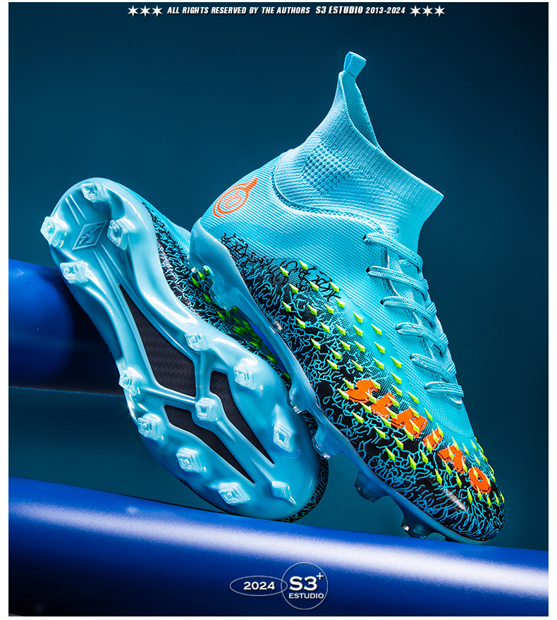 Botas de fútbol AG Long para hombre, para estudiantes, adultos, para exteriores, césped, competición, entrenamiento, con clavos rotos_voghion.com