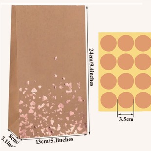 Cross-Border Hot Selling Manufacturers Ready Supply Party Kraft Paper Hot Stamping Small Heart Gift Bags Candy Bags Wholesale