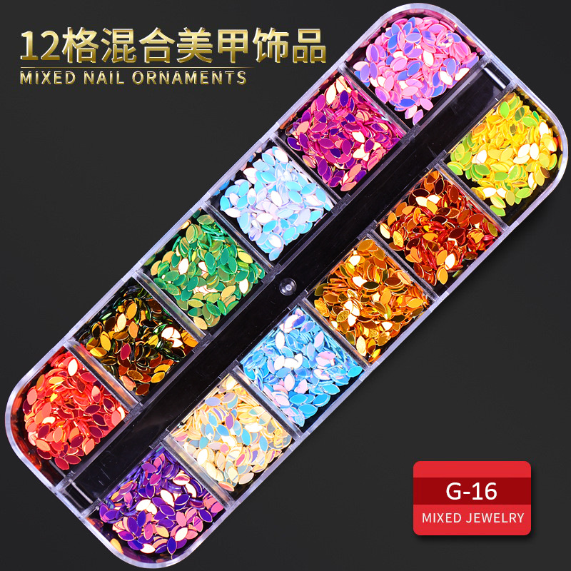 Juego completo transfronterizo de 12 compartimientos de remaches de metal, diamantes de imitación, Xingyue, piezas de concha de diamantes, accesorios para uñas, adornos para uñas