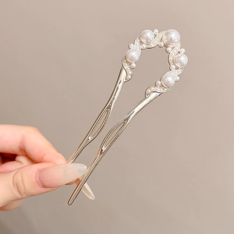 Perezoso dispositivo de cabello cabeza de bola de cuatro dientes peine de cabello pinzas de cabello invertidas pinzas de cabello en forma de U toque de cabello para mujeres