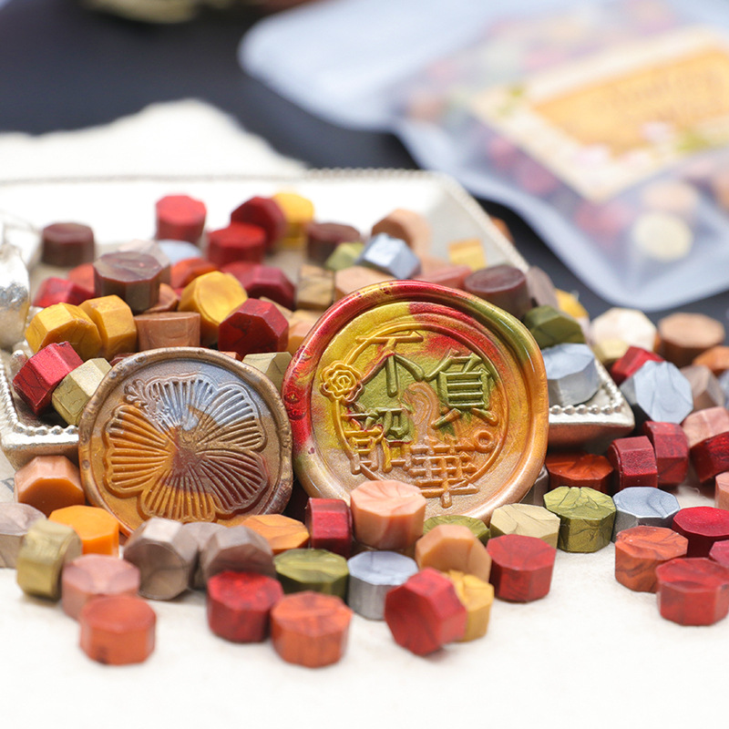 Fire paint wax particles mixed color small bag of wax particles about 100 ins style pearlescent eight-sided fire paint seal seal wax particles