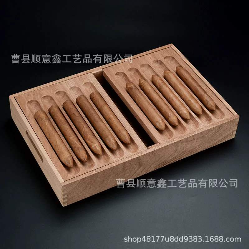 Деревянный поднос для сигар, двухслойный дизайн, ящик для хранения аксессуаров, портативный поднос для сигар, коробка для упаковки сигар