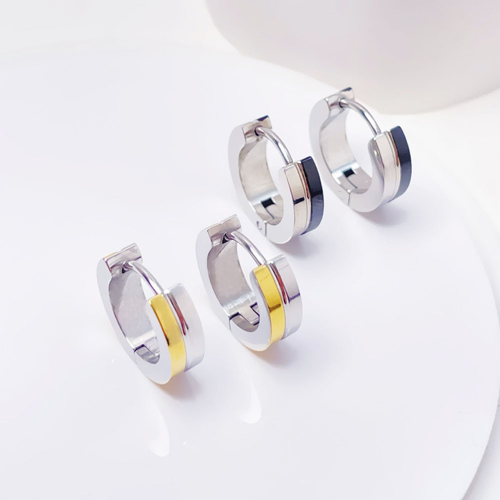 design black golden fashionable elegant earrings stainless steel