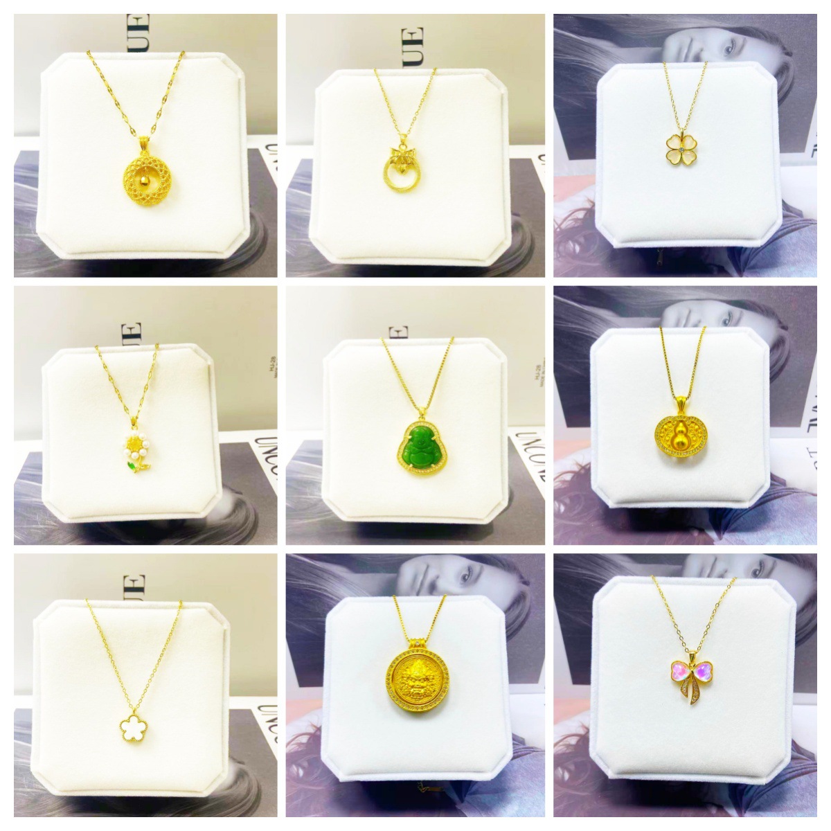 花丝网格灵动转运珠平安扣项链小众镂空设计轻奢气质女吊坠锁骨链