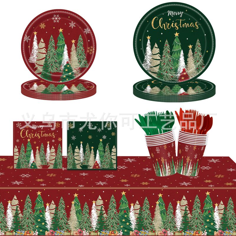 Cross-Border New Red and Green Christmas Carnival Night Theme Party Disposable Tablecloth Paper Plate Tableware Set Birthday Party Cross-Border New Red and Green Christmas Carnival Night Theme Party Disposable Tablecloth Paper Plate Tableware Set Birthday Party